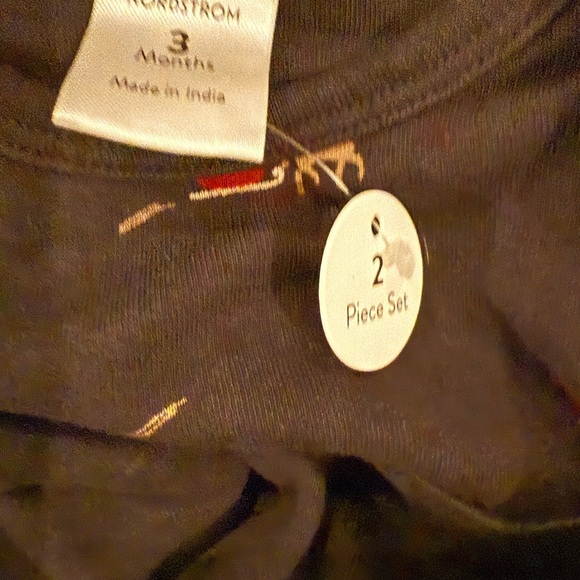 Nordstrom Kids Pajama Set - Dark Gray with Red and Green Patterns - Picture 3 of 4